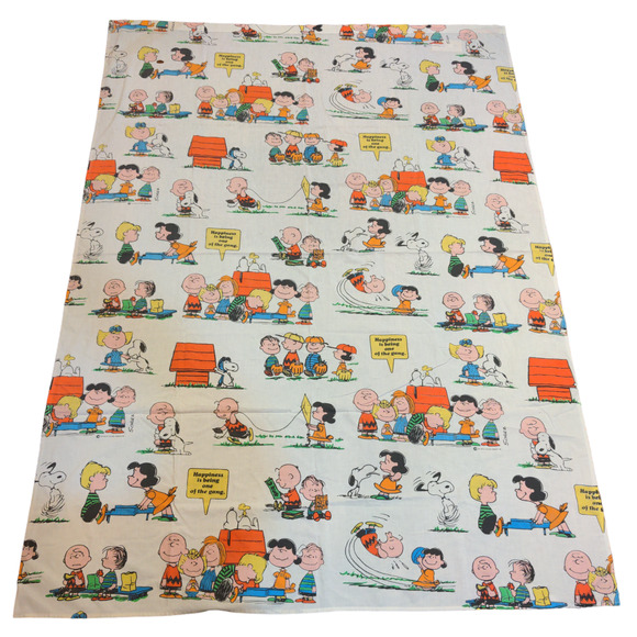 Peanuts United Feature Syndicate Flat Sheet Multi Twin Size 93x65 Muslin Vintage - Picture 1 of 5